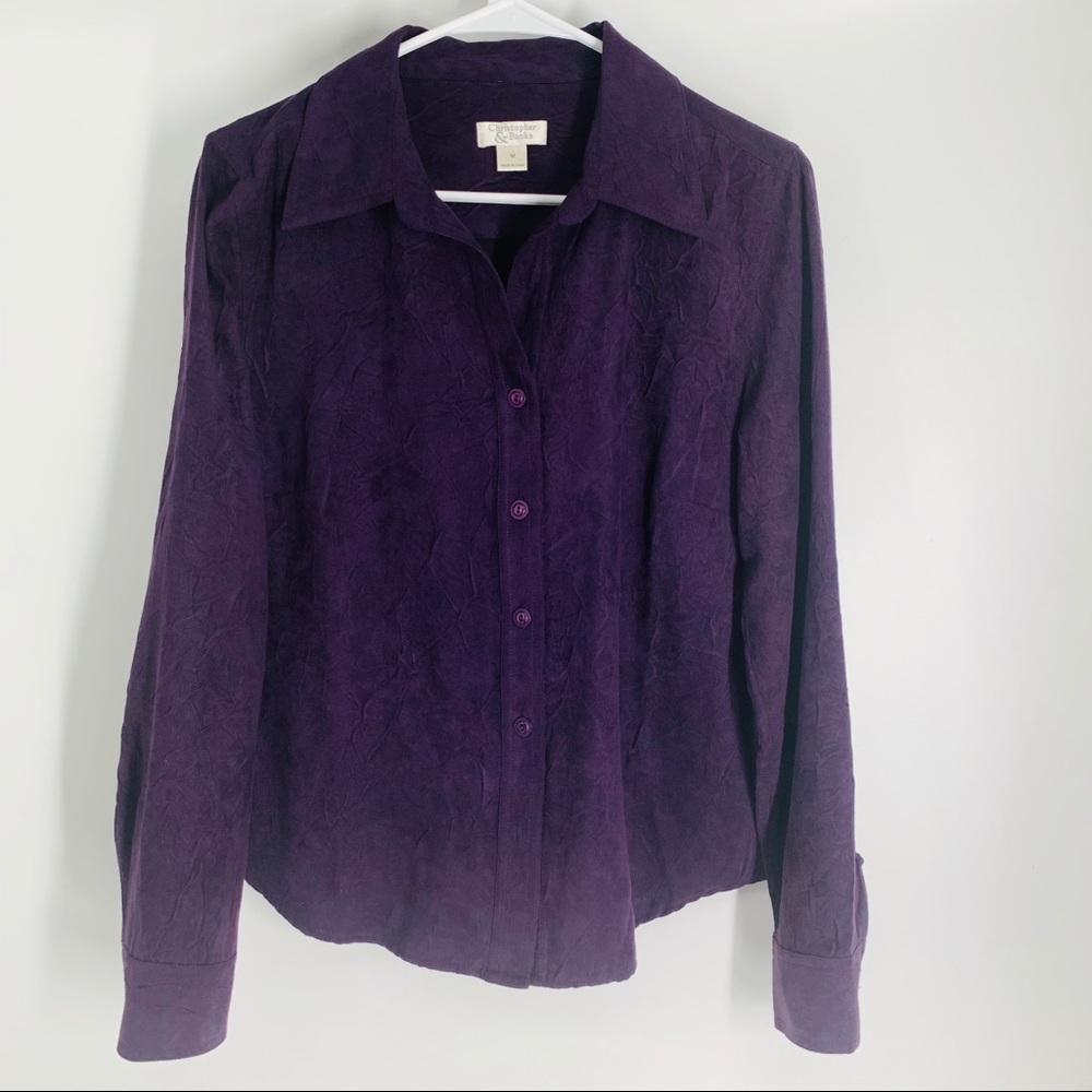 Christopher & Banks Textured Purple Button Down